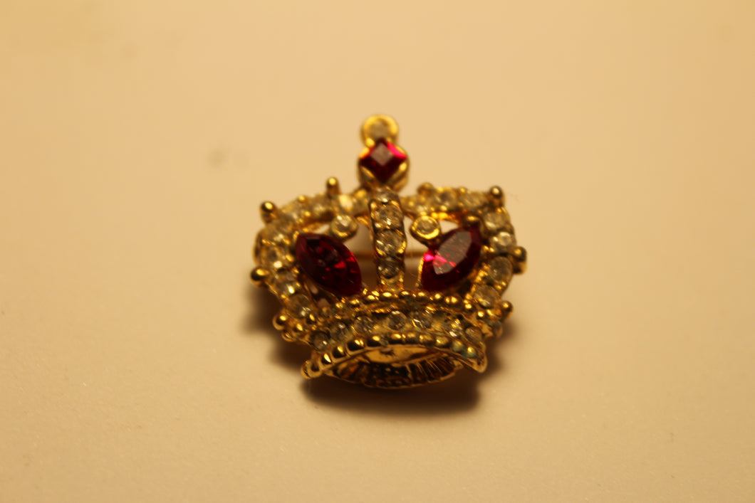 Vintage Jewelled Crown Brooch