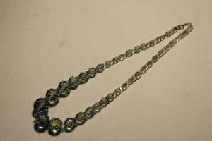 Vintage Graduated Heavy Pale Green Crystal Bead Necklace
