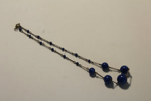 Art Deco Midnight Blue Art Glass Wired Necklace