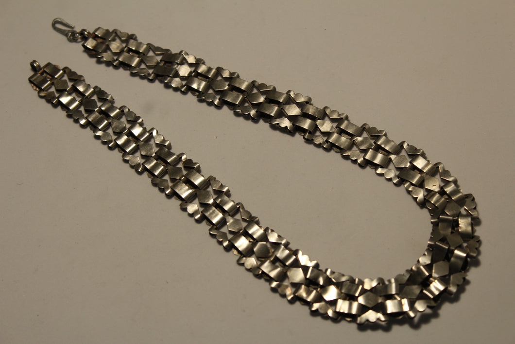 Victorian Silver Book Chain Choker Necklace