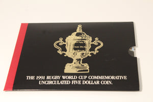 1991 Rugby World Cup Commemorative Uncirculated Five Dollar Coin