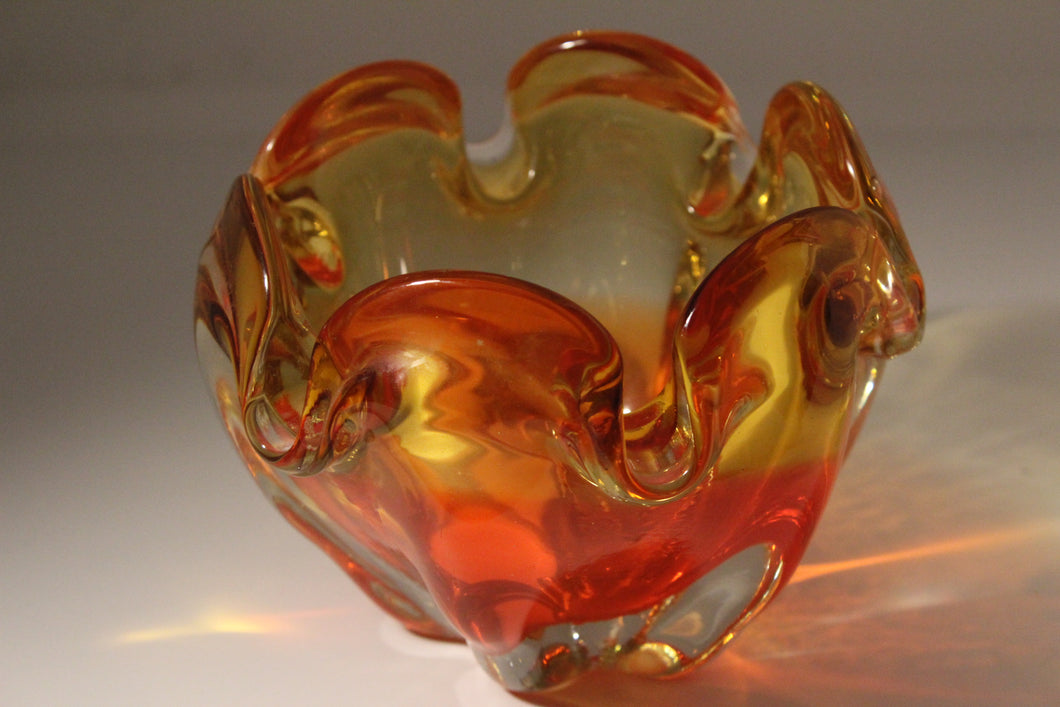 Vintage Homewares Orange Art Glass Bowl
