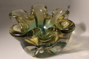 Vintage Homewares - Art Glass Olive Green Bowl
