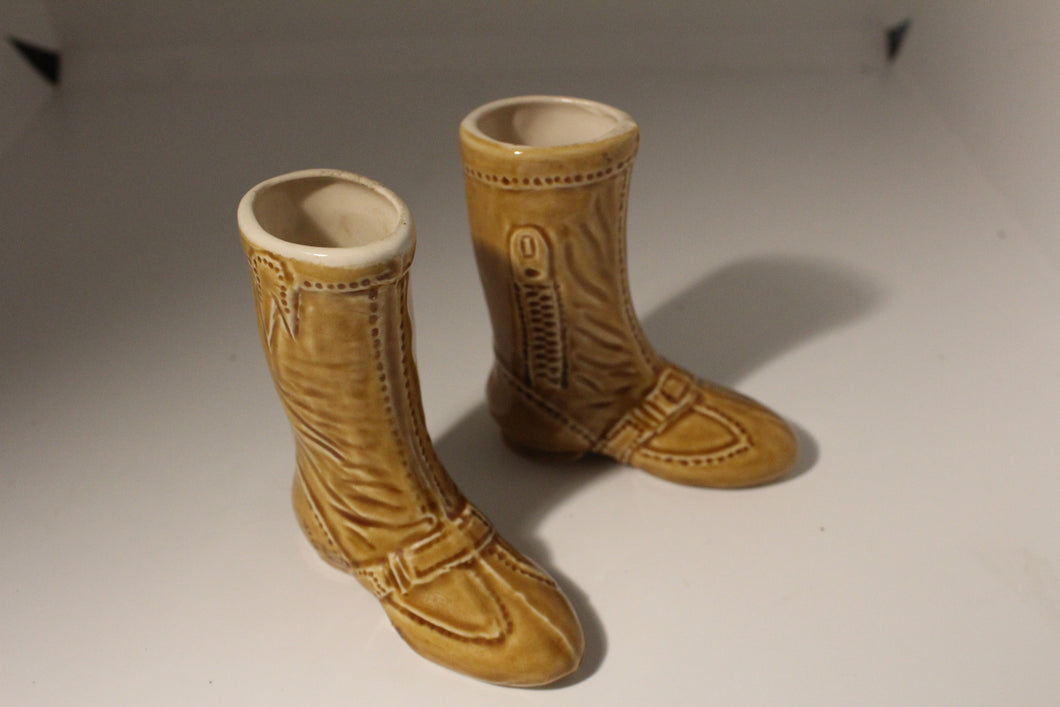 Vintage Homewares - Tan Ceramic Boots Ornament