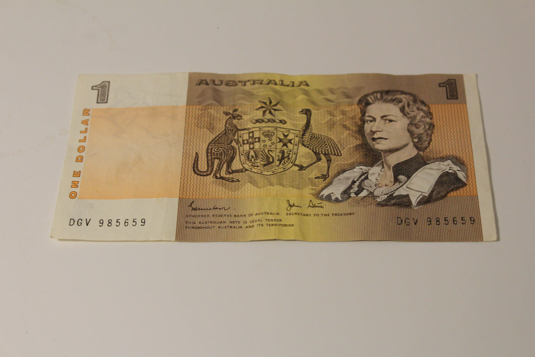 1982 Australian $1 Banknote Johnston & Stone R78